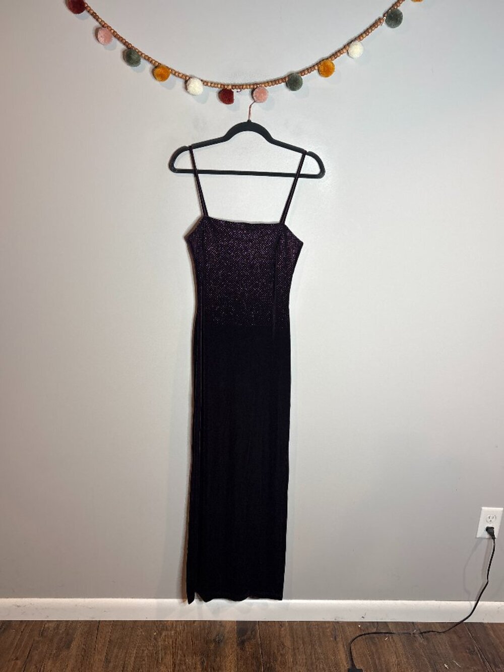Y2K Rampage purple velvet glittery formal prom dress